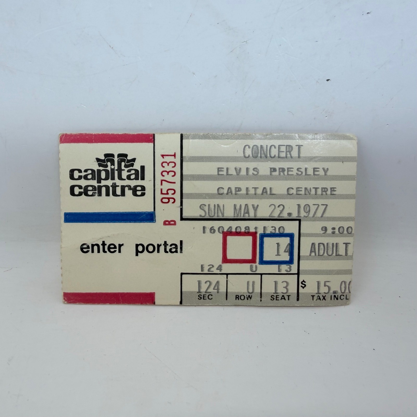 Vintage Elvis Presley Concert Ticket Stub Capital Centre May 22 1977 Rare King