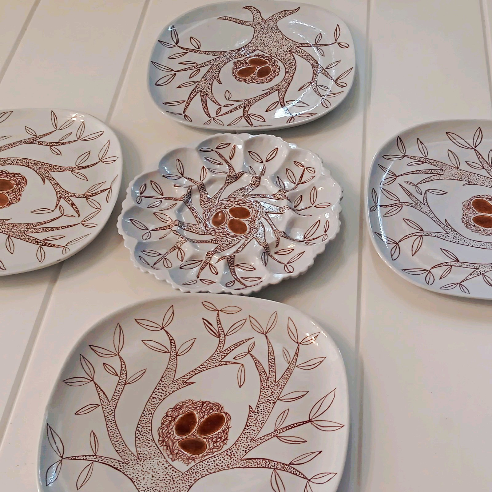 Stunning 5-Piece Antique Joseph Holdcroft British Majolica Set — Signed 