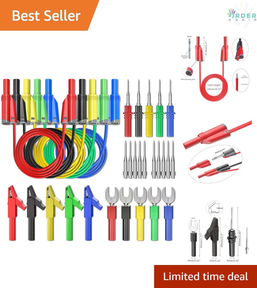5PCS Silicone Banana Plug  Leads Kit Multi-Function Insulated Safety
