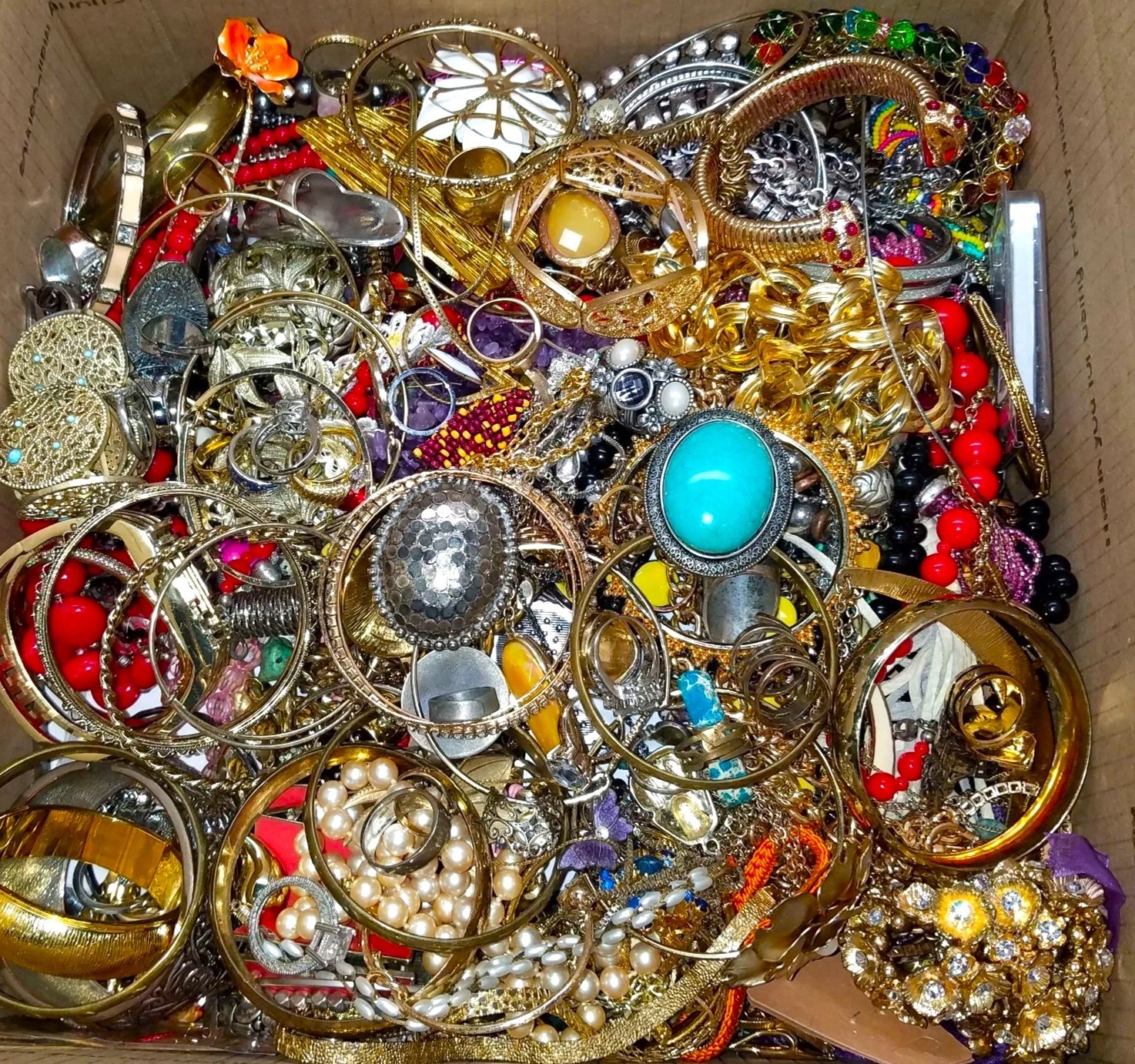Jewelry Lot 10 Lbs GrandMa Vintage & New Rhinestones & Beads Junk & Wear Tangled