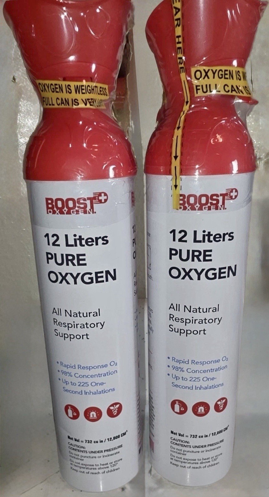 Boost Oxygen American Red Cross 98% Pure Supplemental Oxygen, 12 Liter 2 Pack