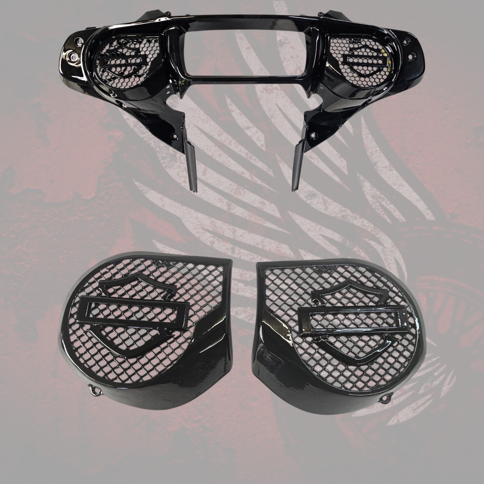 Harley Street Glide Speaker Grills 2024 harley logo with chainlink design Harley Street Glide Speaker Grills 2024 harley logo with chainlink design