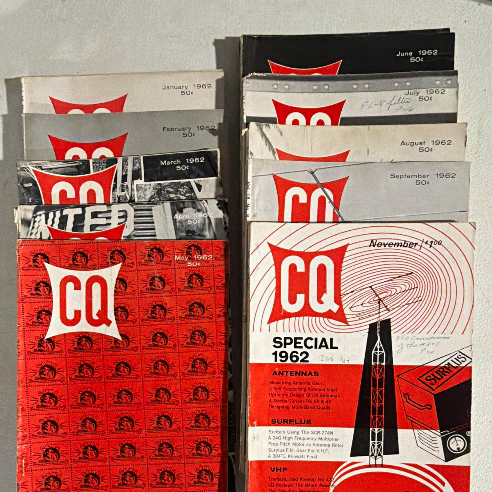 Vintage 1962 CQ The Radio Amateur\'s Journal Magazine Lot - 10 Issues Ham Radio