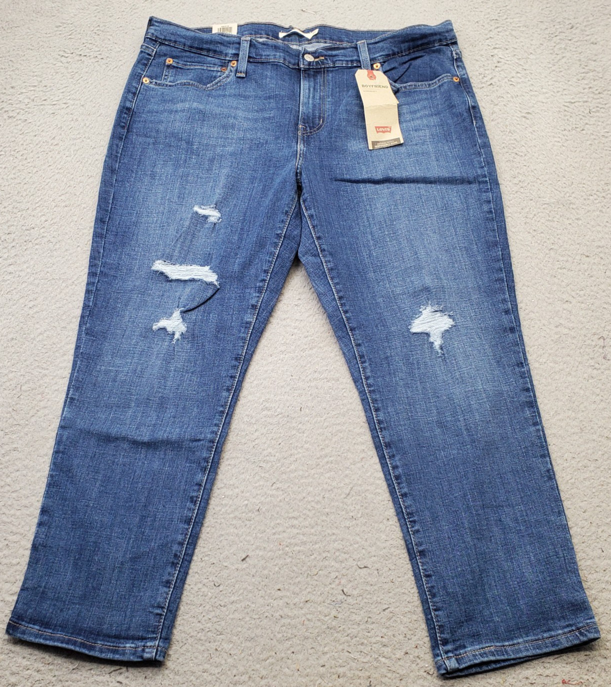 Levi\'s Boyfriend Jeans Womens 34x27 Blue Denim Mid-Rise Relaxed Fit Tapered Leg