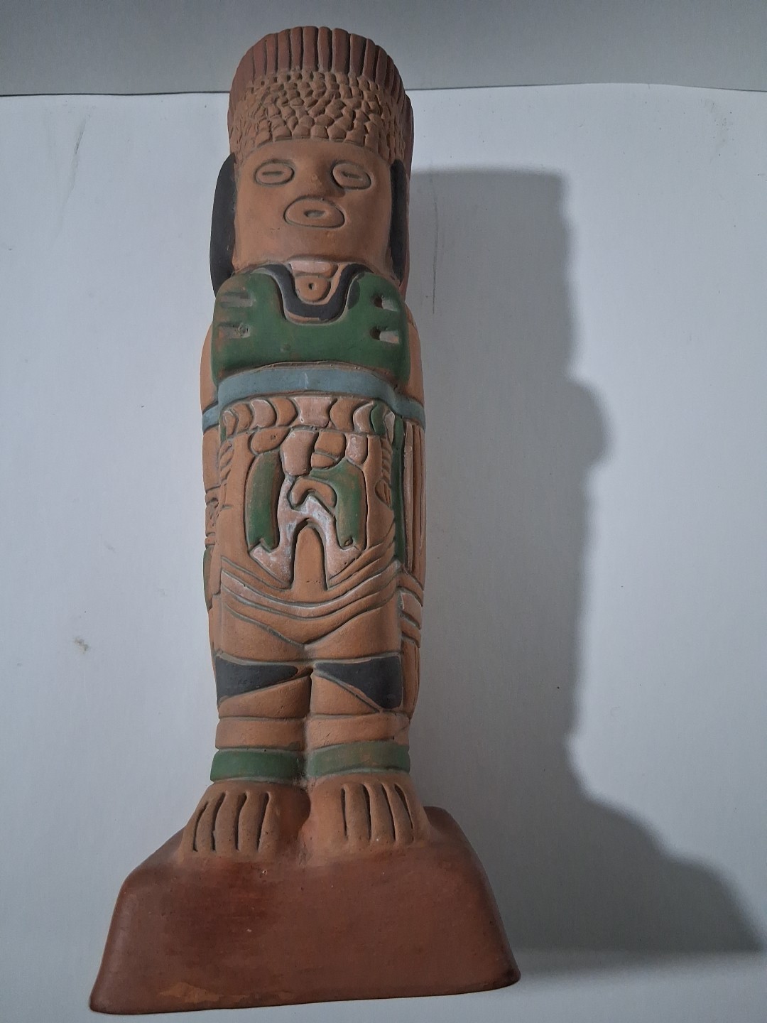 Vtg Mexican Folk Art Terracotta Tiki Standing Mexico Figurine 13x5 Signed Vtg Mexican Folk Art Terracotta Tiki Standing Mexico Figurine 13x5 Signed