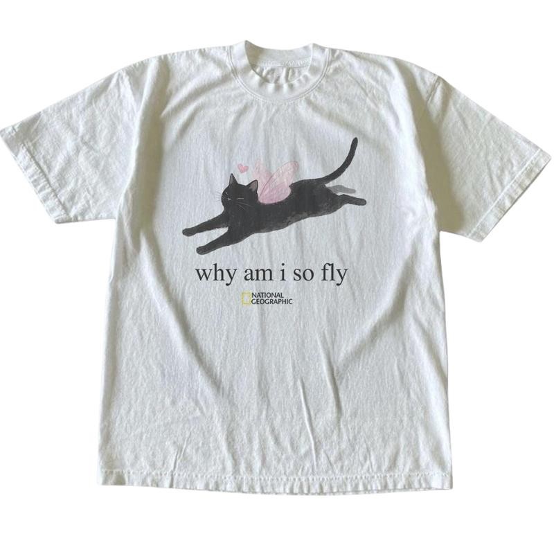 Black Cat Fairy Y2K Grunge Vintage Unisex Animal Gothic Streetwear Graphic Tee