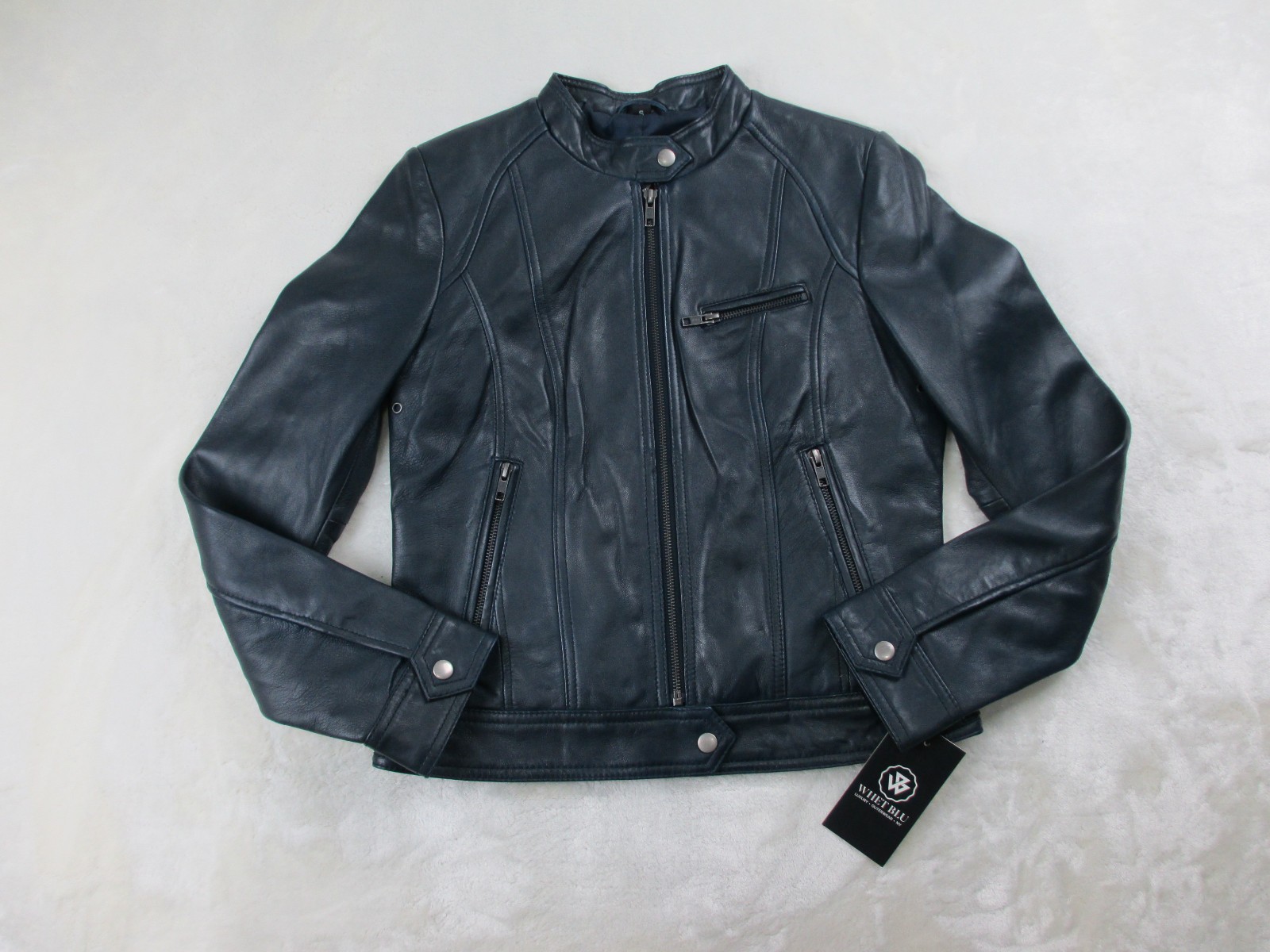 NEW Whet Blu Jacket Womens Small Night Blue Leather Ladies NEW Whet Blu Jacket Womens Small Night Blue Leather Ladies