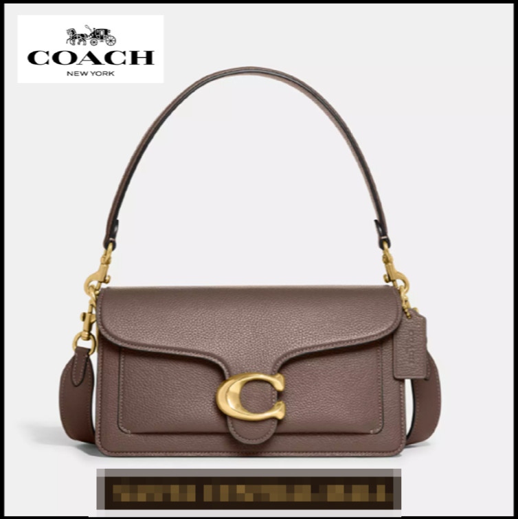 COACH CH857 Tabby Shoulder Bag 26 Polished Pebble Leather Dark Stone Outlet New