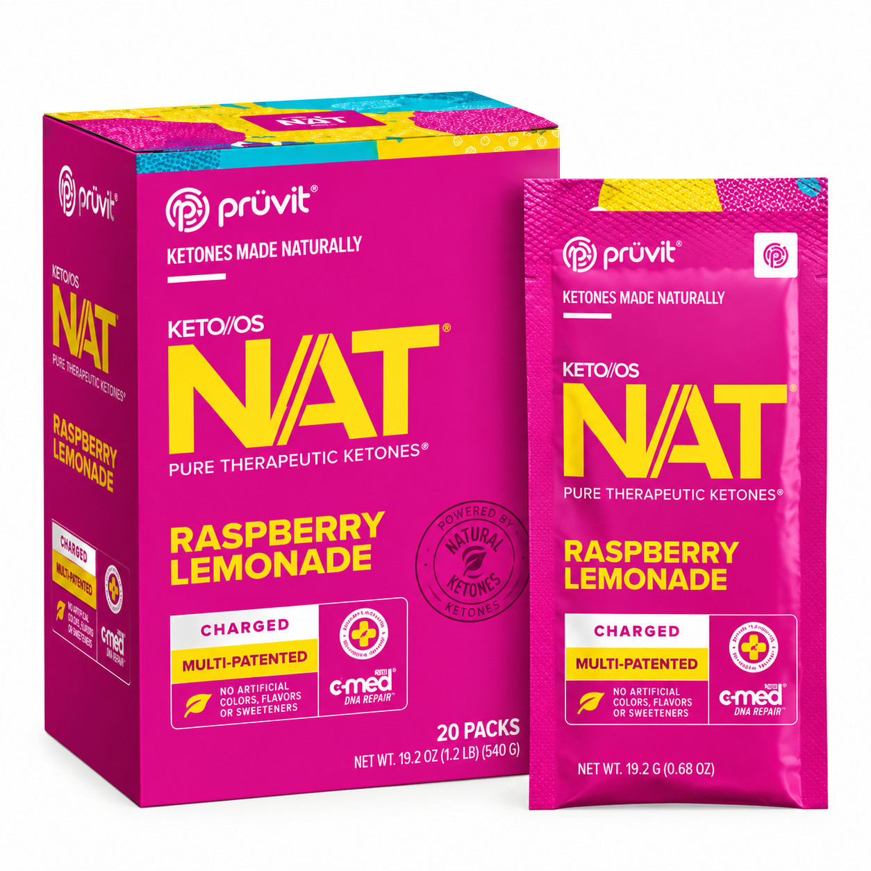 PRUVIT Keto OS NAT Raspberry Lemonade Charged 20 Pack New PRUVIT Keto OS NAT Raspberry Lemonade Charged 20 Pack New