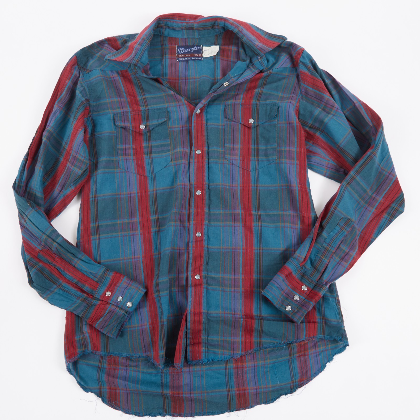 Vintage Wrangler Multi Check Long Sleeve Pockets Snap Western X - Long Tails Vintage Wrangler Multi Check Long Sleeve Pockets Snap Western X - Long Tails