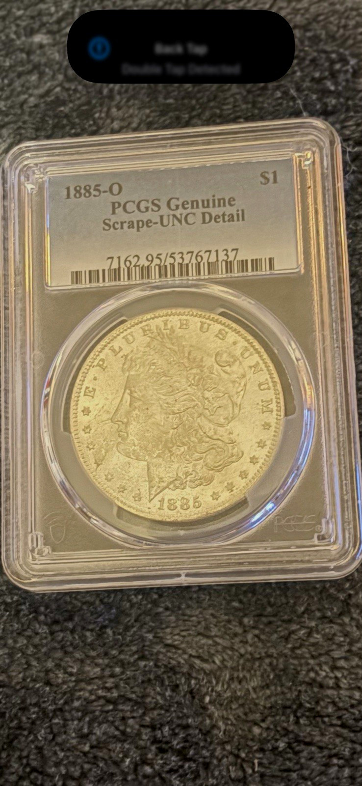 1885-O Morgan Silver Dollar $1 PCGS Genuine Scrape-UNC Detail, 0.9 Fine 1885-O Morgan Silver Dollar $1 PCGS Genuine Scrape-UNC Detail, 0.9 Fine