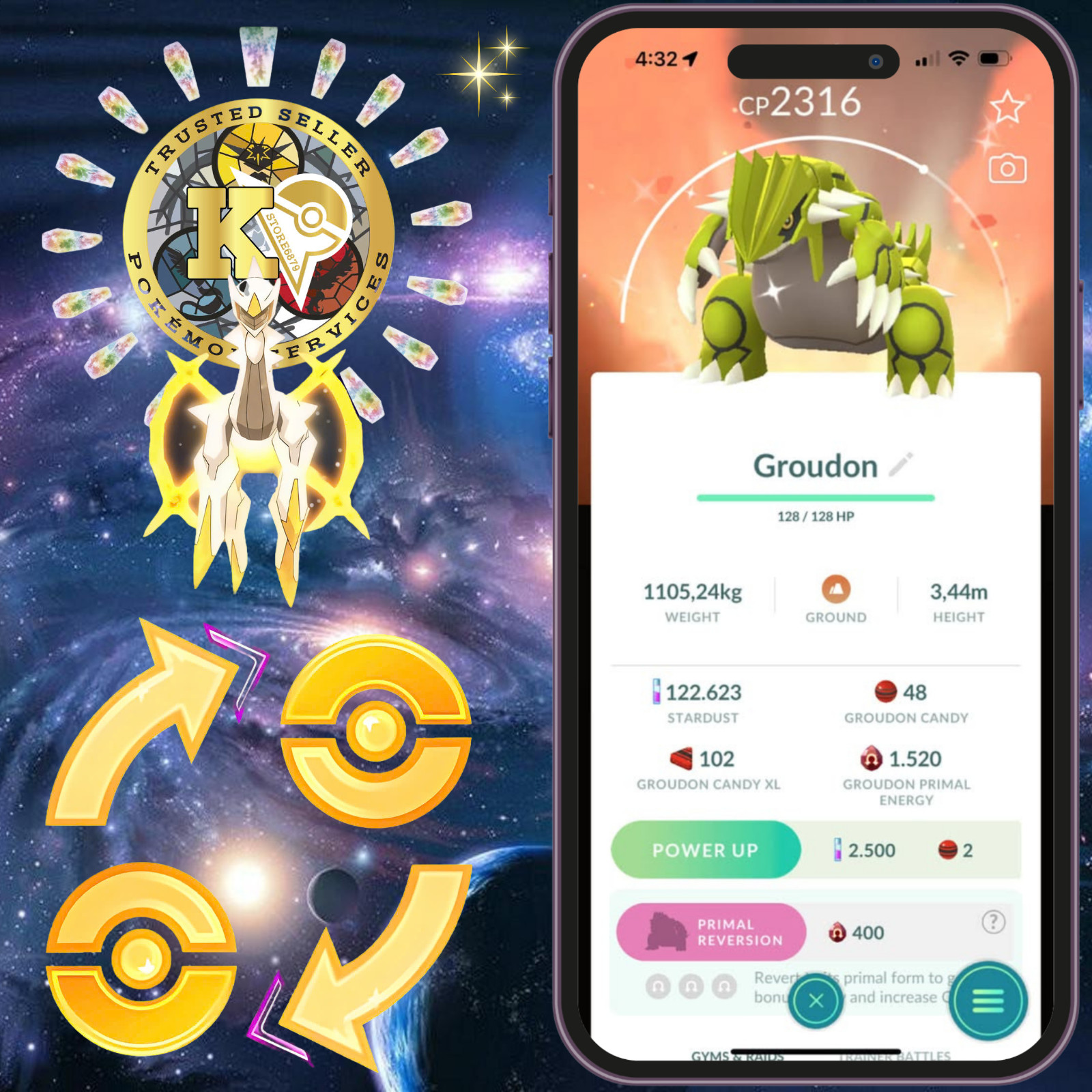Pokémon —GO— Shiny Groudon — Kyogre—Background Go Tour  Kalos 2026—P.T.C—Digital