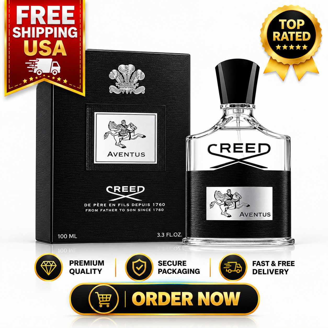 Aventus by Creed, 3.3 oz Spray for Men Tester 100ml , New In Box Aventus by Cree