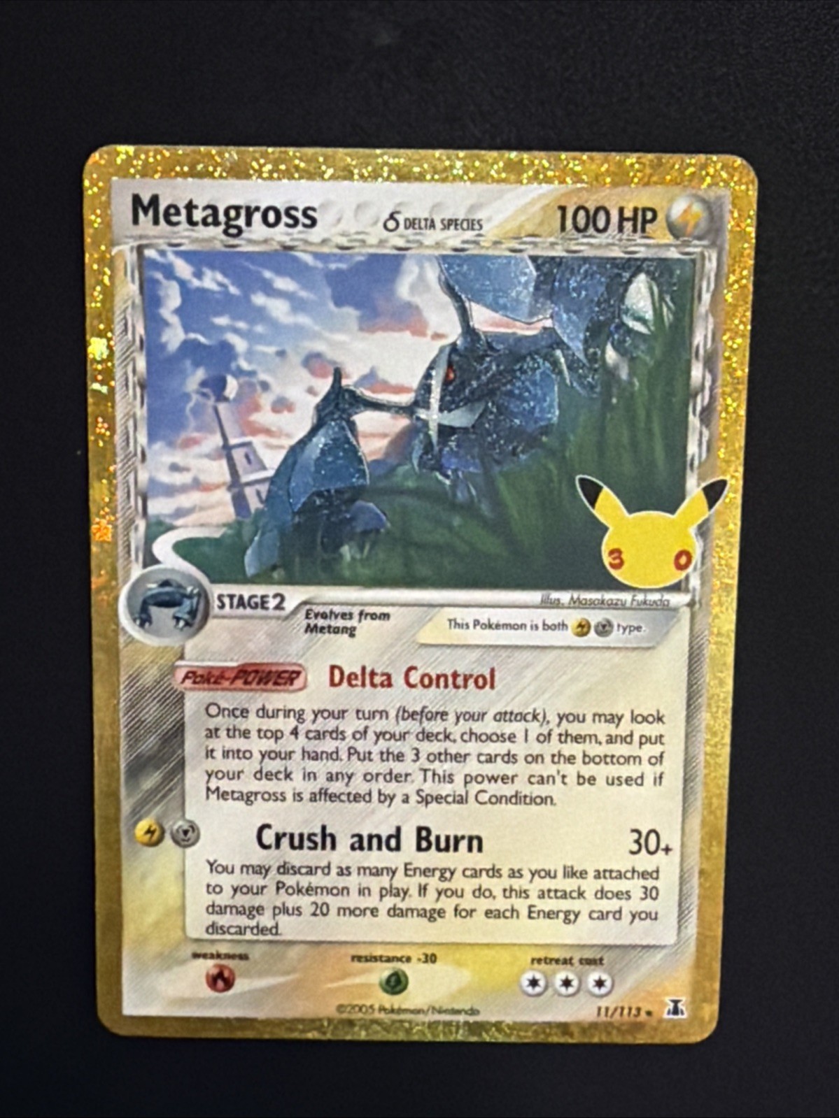 Metagross Delta Species Gold Border 11/113 Pokemon 30th Celebration Anniversary