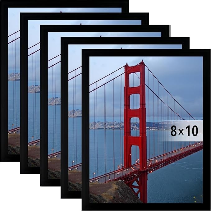 8X10 Picture Frame Wall Hanging Photo Frame Black 1 or 2 or 5 Pack