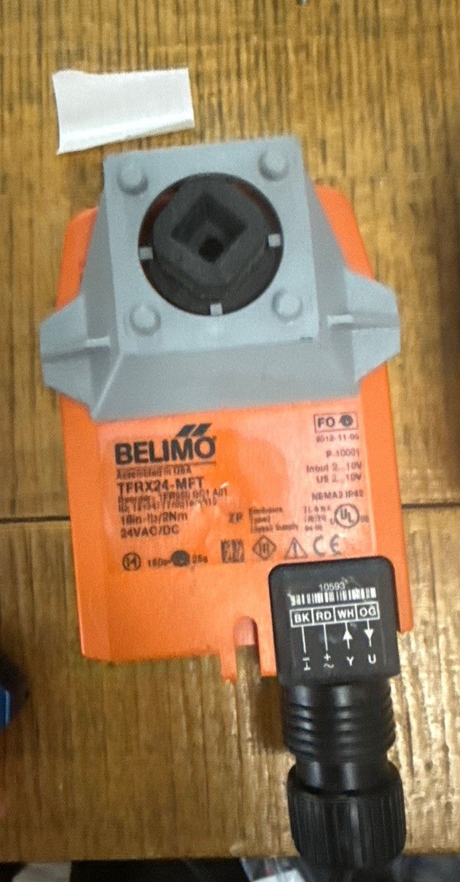Belimo TFB24-MFT Damper Actuator, 22 in-lb [2.5 Nm], Spring Return, AC/DC 24/M2