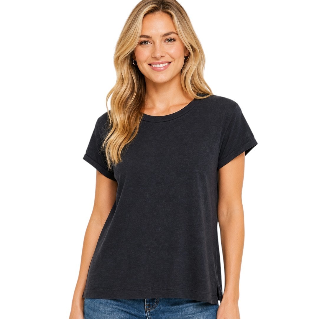 Loft Navy Blue Crew Tee Size M 100% Cotton Short Sleeve Space Dye Coastal NWT