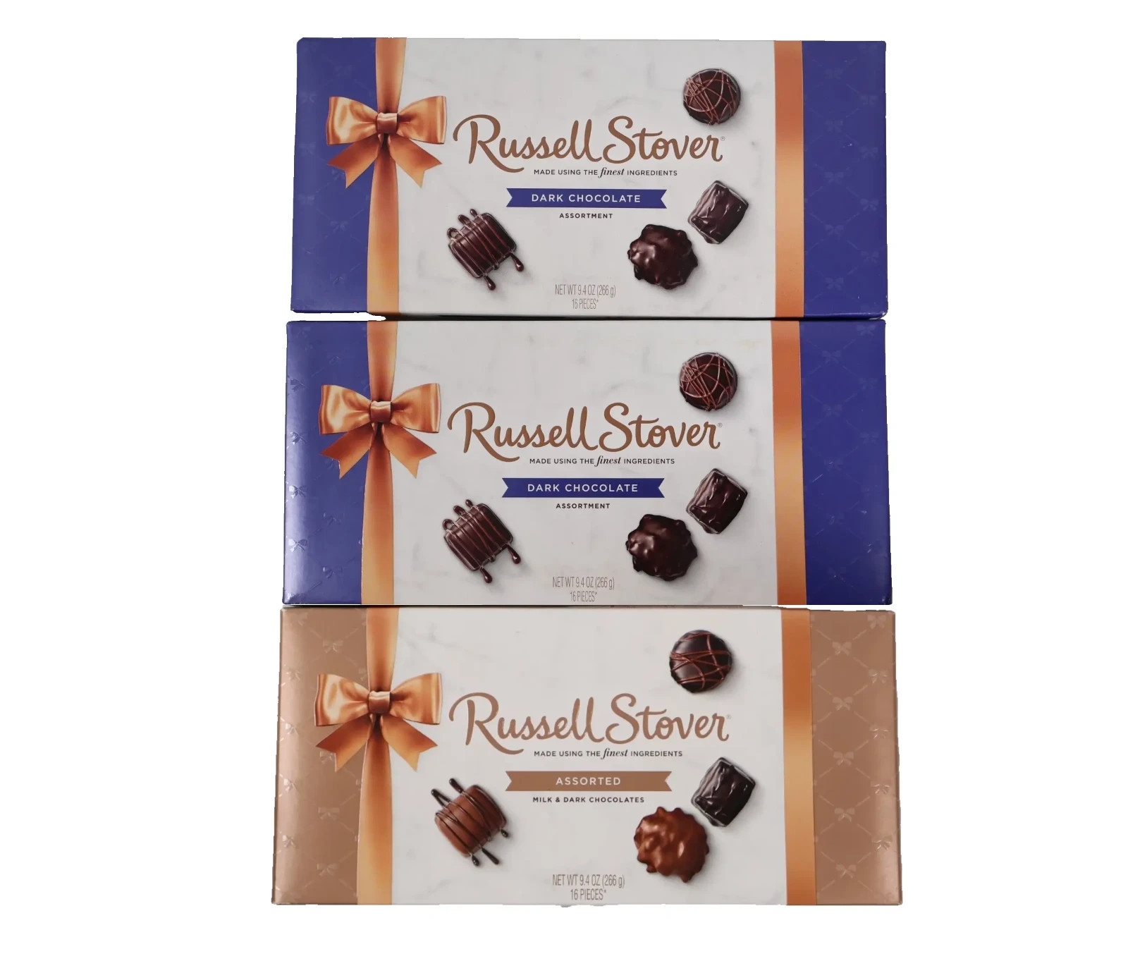 3 Boxes Russell Stover Assorted Milk Dark Chocolate Variety 48 Piece Total 3 Boxes Russell Stover Assorted Milk Dark Chocolate Variety 48 Piece Total