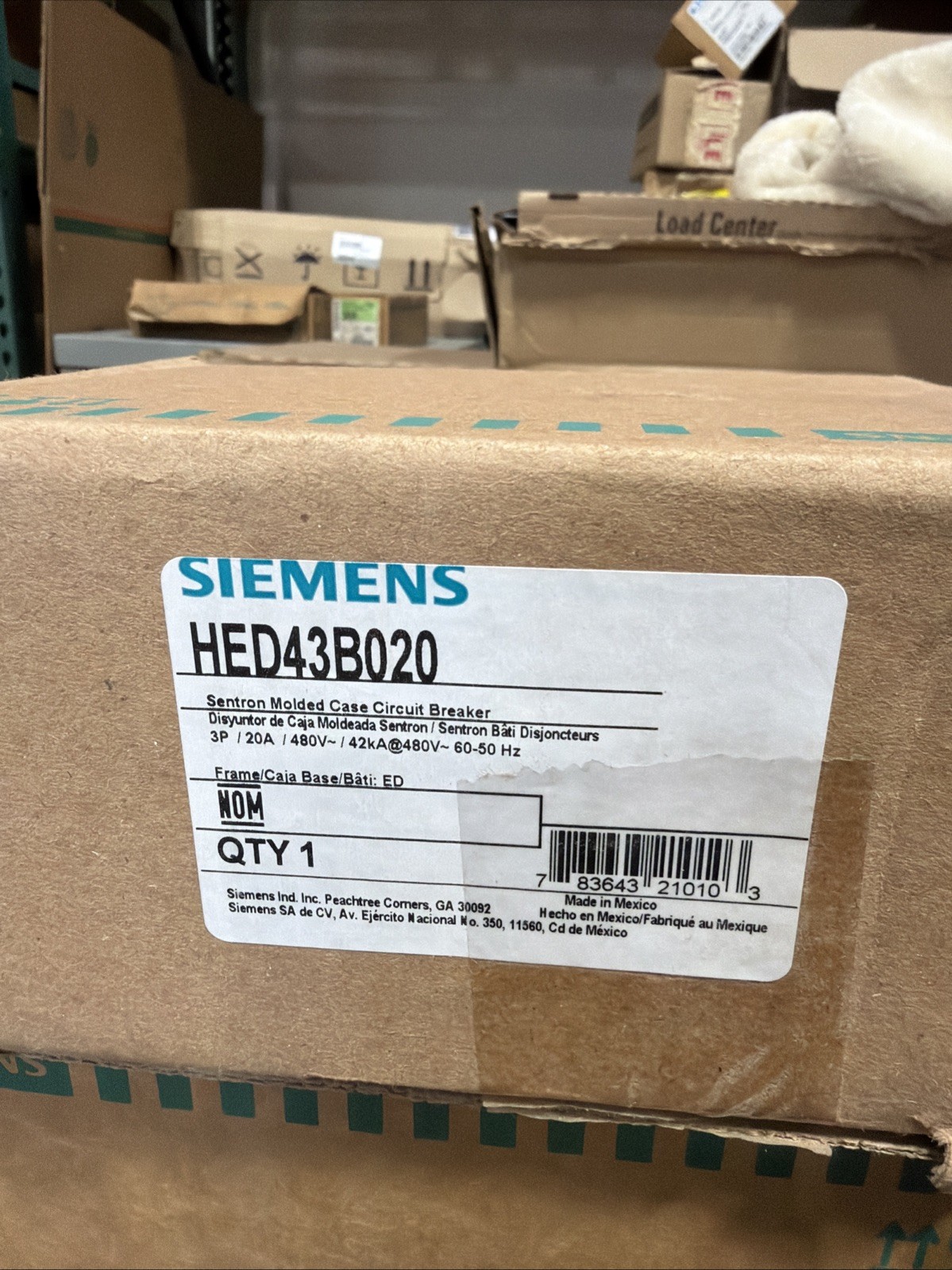 HED43B020 SIEMENS 3POLE 20AMP 480V 42KA CIRCUIT BREAKER NEW IN BOX HED43B020 SIEMENS 3POLE 20AMP 480V 42KA CIRCUIT BREAKER NEW IN BOX
