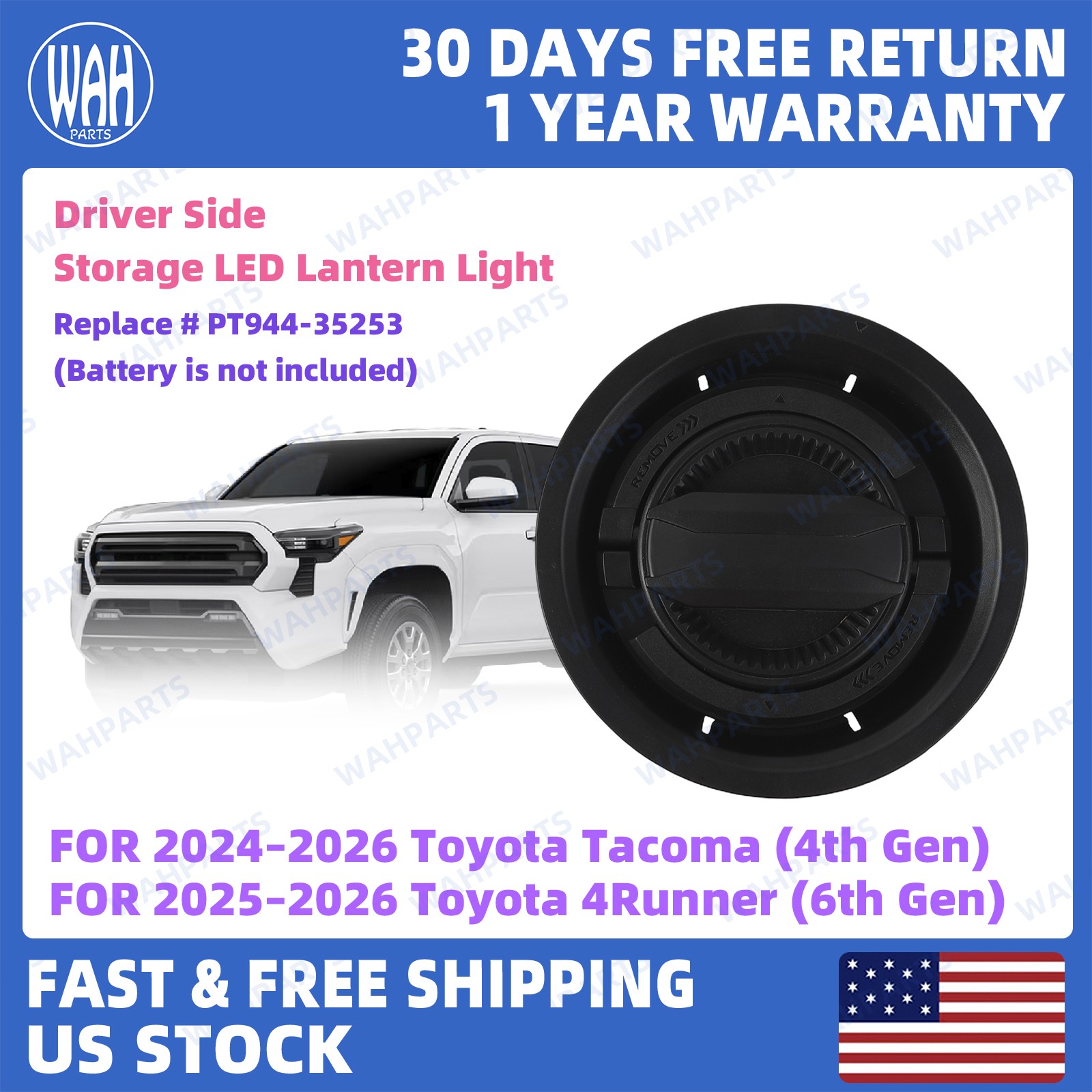 For 2024-2026 Tacoma 2025-2026 4Runner Dash Side Storage LED Lantern PT944-35253 For 2024-2026 Tacoma 2025-2026 4Runner Dash Side Storage LED Lantern PT944-35253