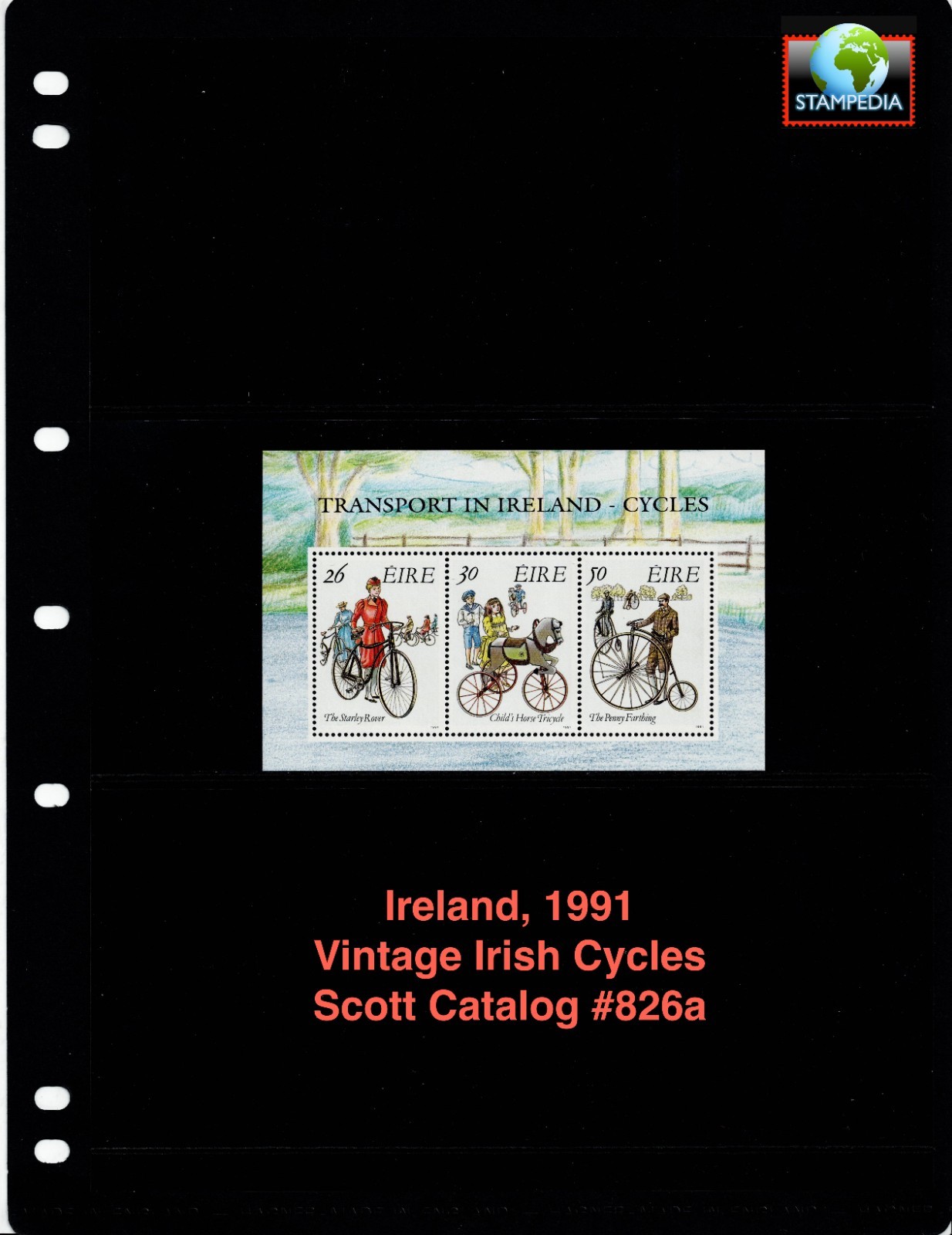 $3.50 Scott Value - 1991 IRELAND Vintage Cycles s/s Bicycles CV MNH NH UMM