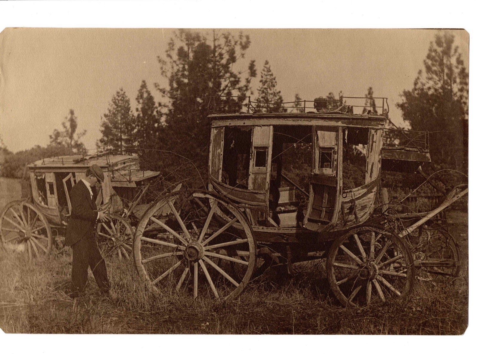 Antique 1912 Colfax California CA Abandoned Concord Stagecoaches Gold Rush Photo Antique 1912 Colfax California CA Abandoned Concord Stagecoaches Gold Rush Photo