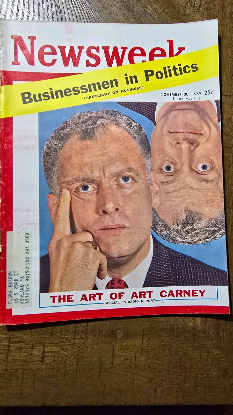 Newsweek Nov 30 1959 Illustrated Issue Businessmen in Politics Art Carney