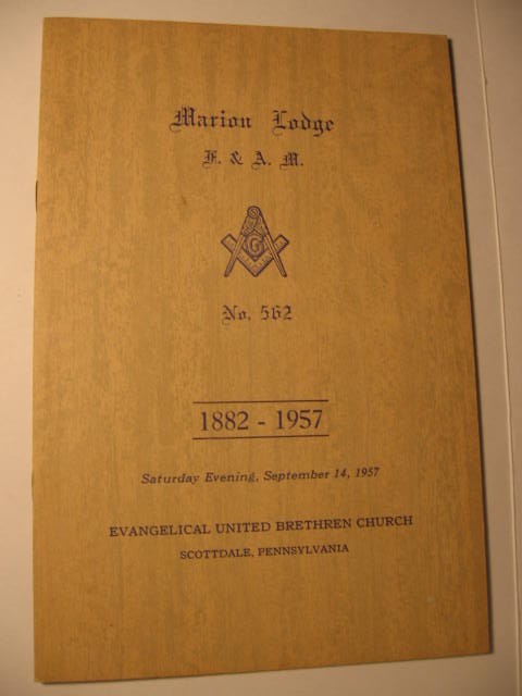 vintage 1957 Marion Masonic Lodge # 562 Scottdale Pennsylvania program