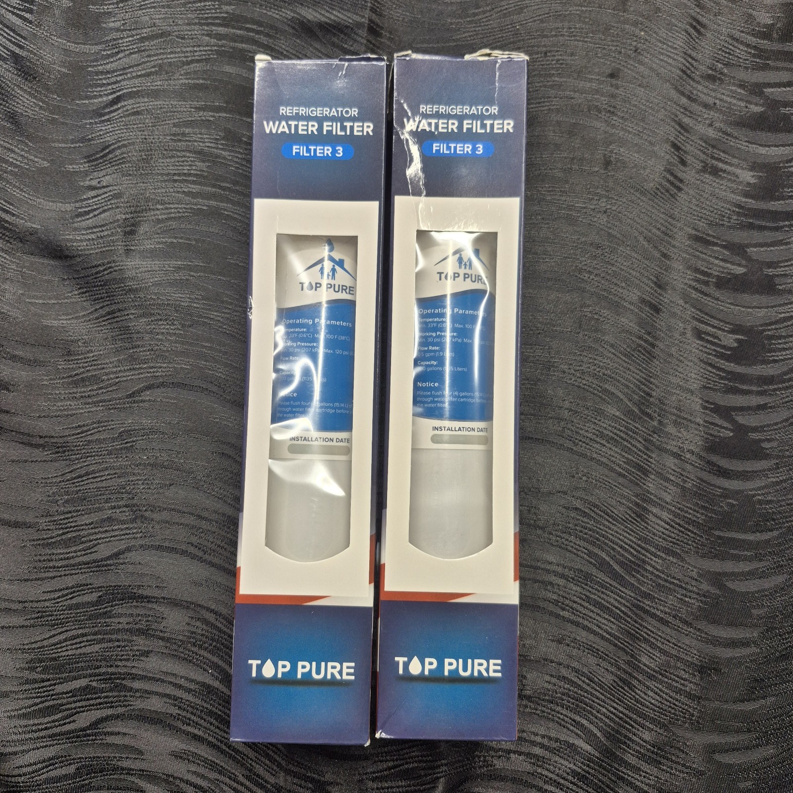(2)New Top Pure Replacement Refrigerator Long Life Water Filter 3 