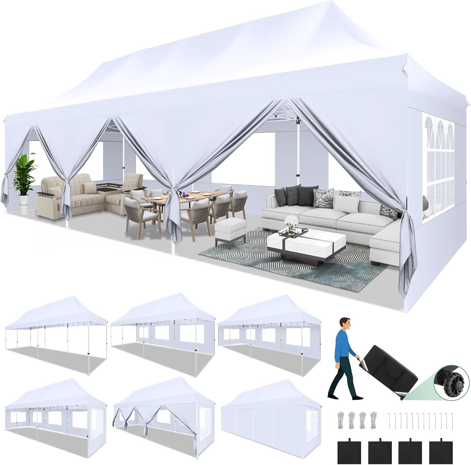 10x30FT Heavy Duty Pop Up Canopy Commercial Tent Waterproof Gazebo Outdoor Party