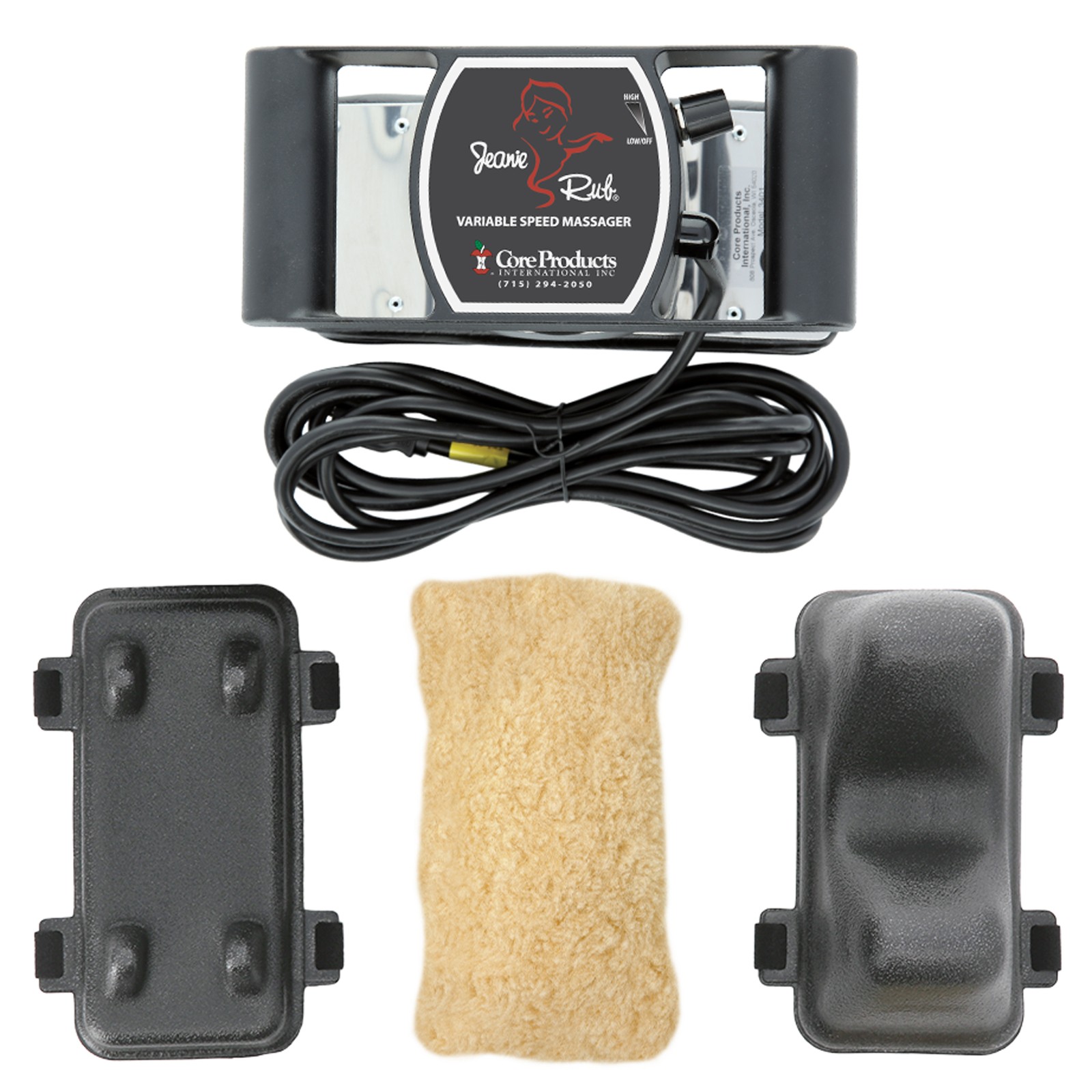 Core Products Jeanie Rub Massager Deluxe Package-w Fleece Pad Cover, Accessories
