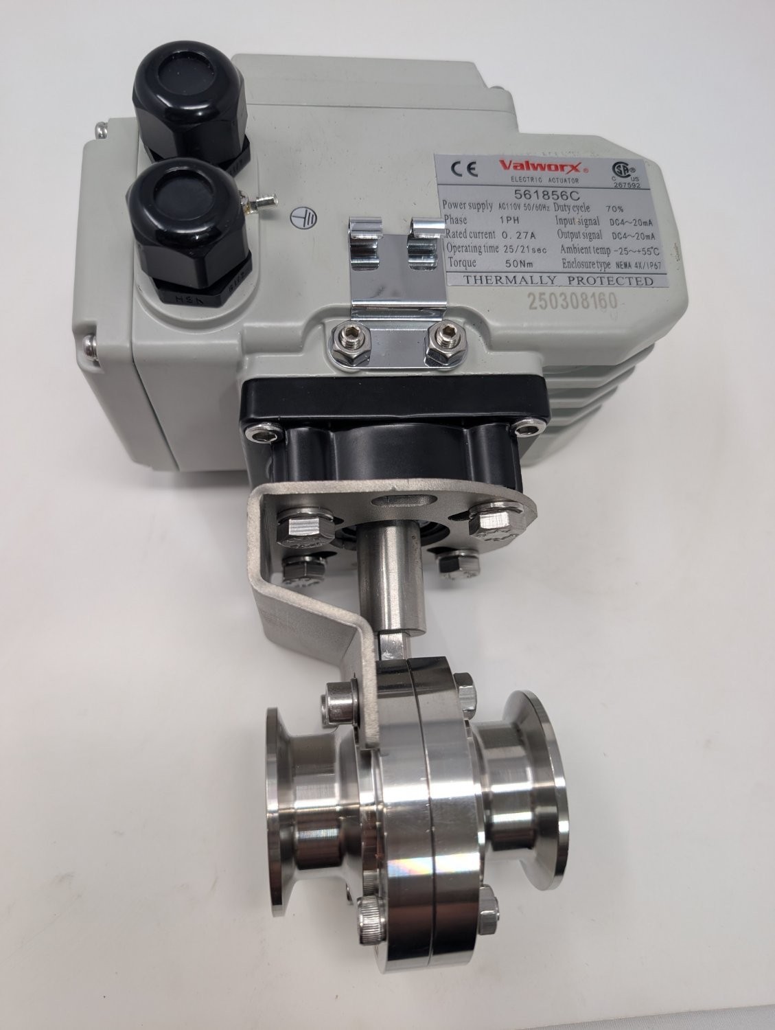 Valworx Electric Actuator with Sanitary Butterfly Valve 561856C