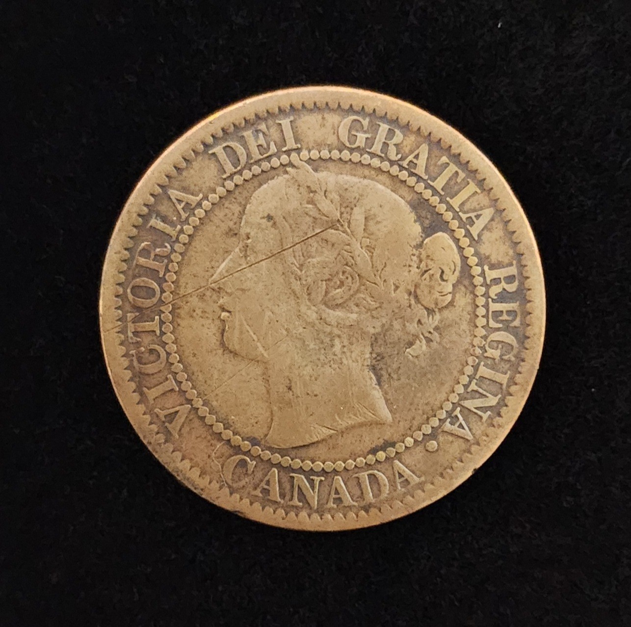 Canada 1859 Large Cent Victoria Dei Gratia Regina Narrow 9 KM#2 Bronze