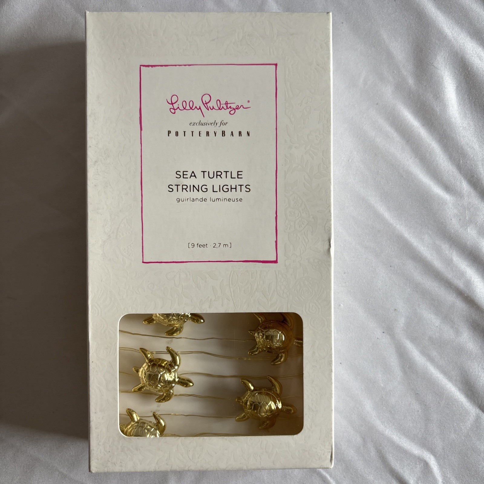 New Rare Lilly Pulitzer LED Pottery Barn Gold Sea Turtle String Lights 9 FT NWT