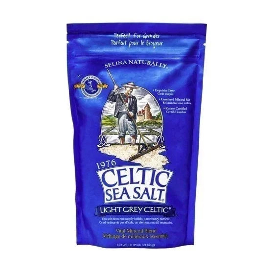 Light Grey Celtic Sea Salt 1 Pound Resealable Bag, 16Oz