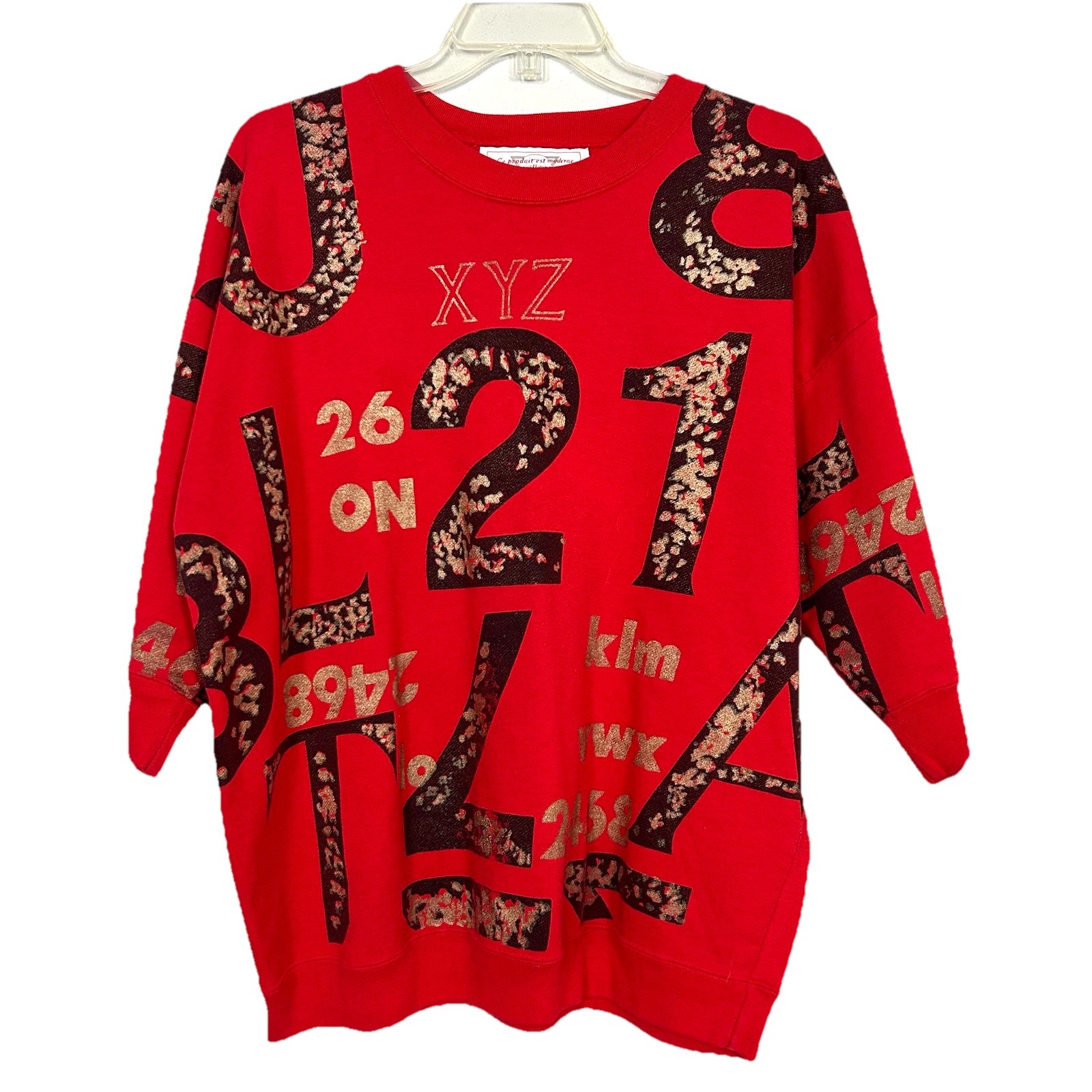 VTG 80s 90s Limited EXPRESS Red Gold Letter Oversized 3/4 Sleeve Sweatshirt VTG 80s 90s Limited EXPRESS Red Gold Letter Oversized 3/4 Sleeve Sweatshirt