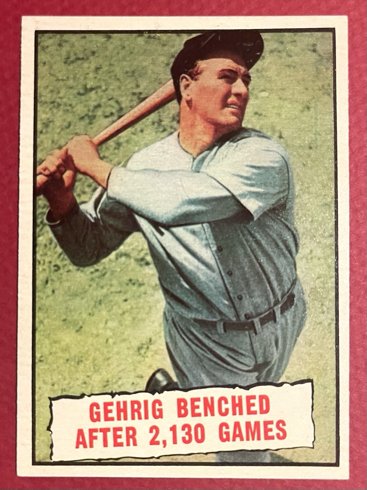 1961 Topps #405 Lou Gehrig Benched after 2,130 Games Vintage Yankees HOF