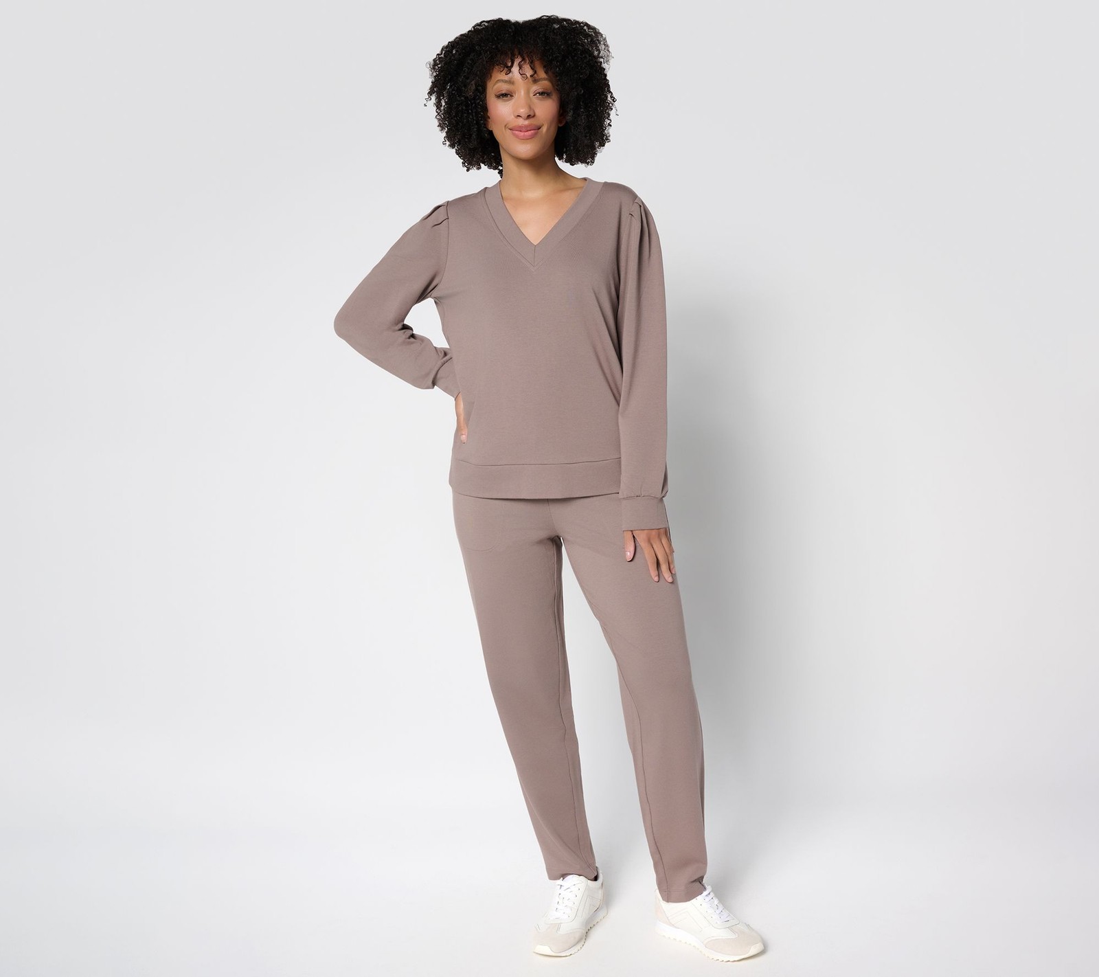 Anybody Regular Cozy Knit French Terry Top & Pants Set Smokey Taupe XS New Anybody Regular Cozy Knit French Terry Top & Pants Set Smokey Taupe XS New