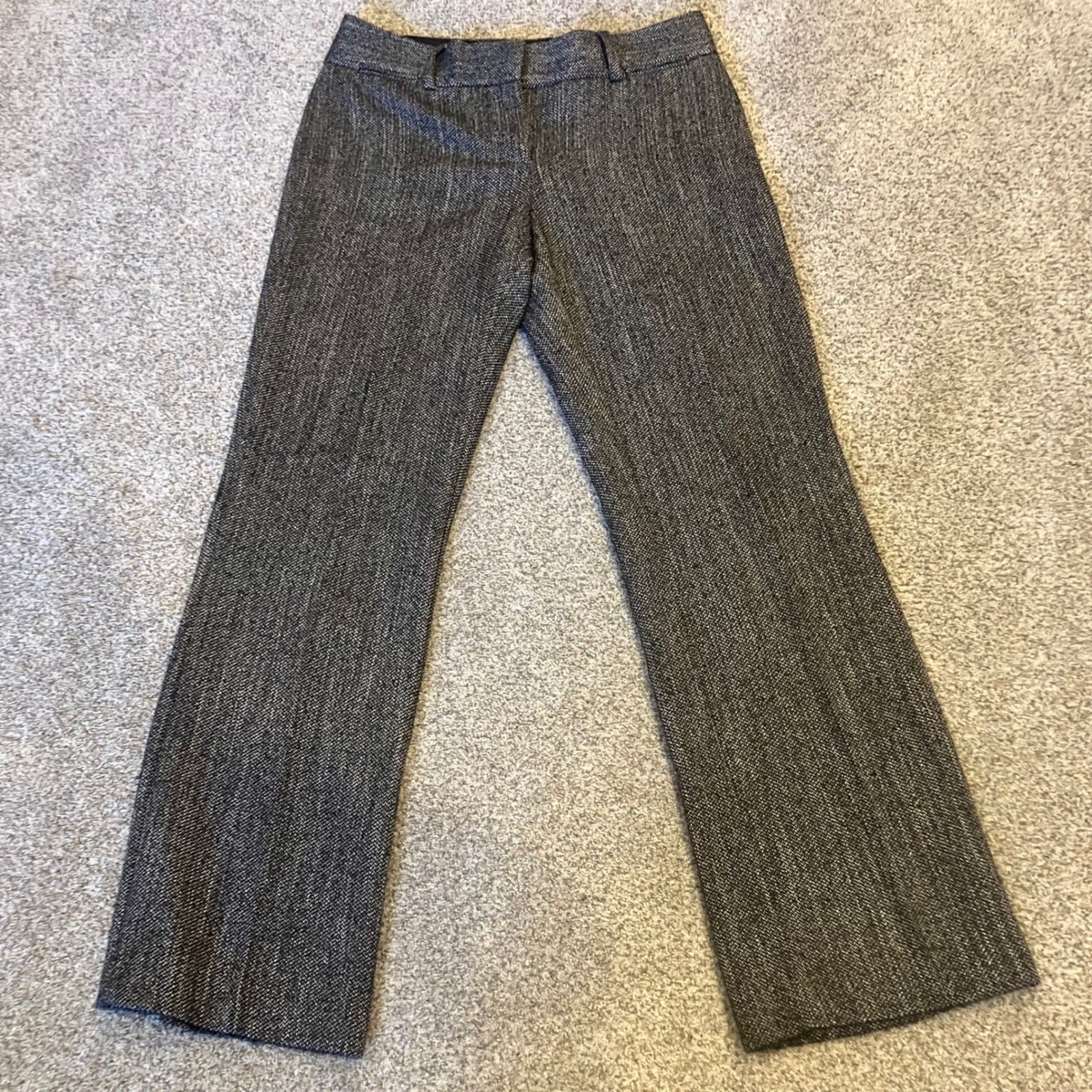 Ann Taylor LOFT Marisa Trouser Pants 2P Black White Herringbone Petite Straight