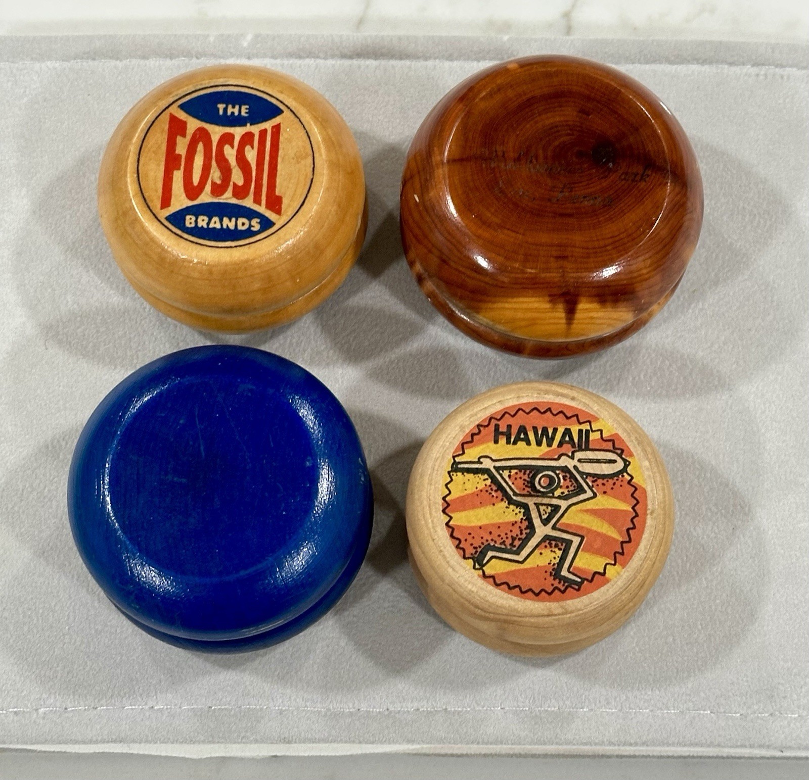 Vintage Wooden Yo-Yo Fixed Wood Axle Lot x4 Waldameer Park PA Fossil Hawaii Toy