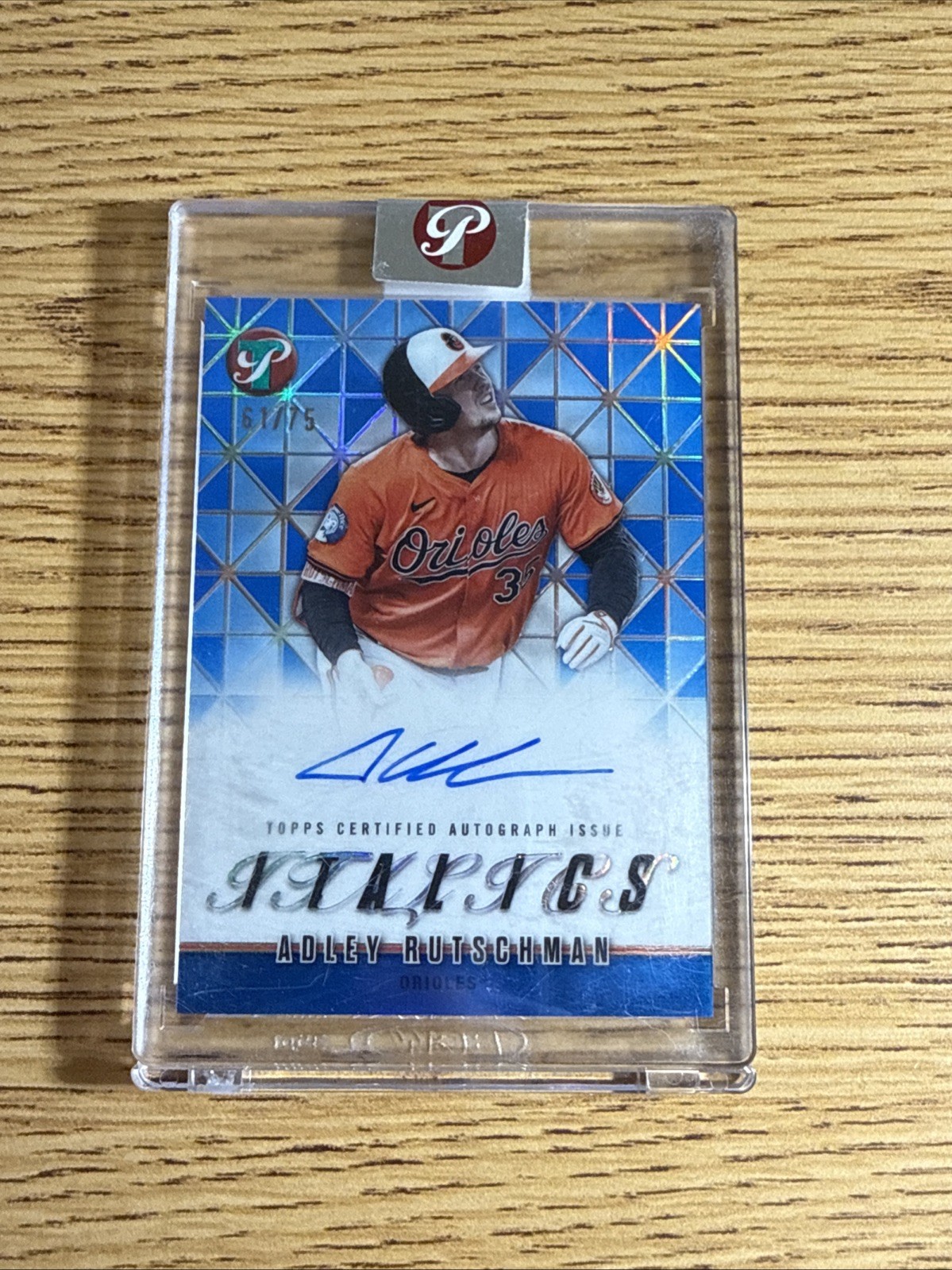 2025 Topps Pristine Italics Adley Rutschman Auto /75 #I-AR Blue Refractor 2025 Topps Pristine Italics Adley Rutschman Auto /75 #I-AR Blue Refractor