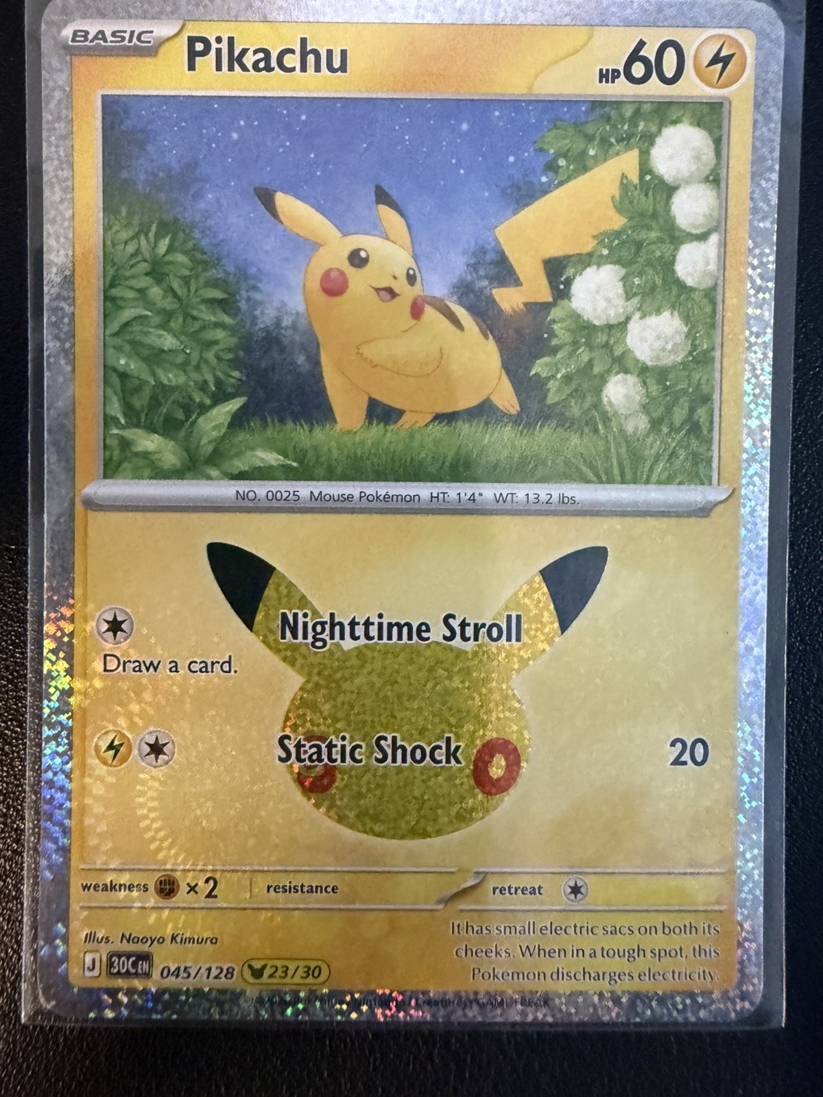 Pikachu 045/128 23/30 30th Celebrations Pokemon TCG English Holo 30th...