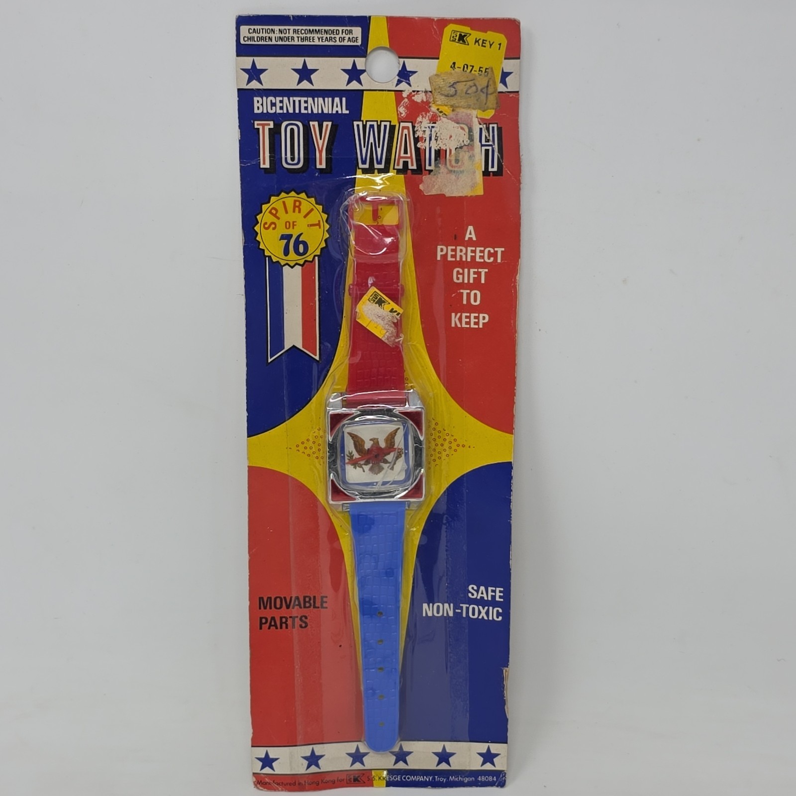 VTG 1976 Kids Bicentennial Eagle Toy Watch Spirit Of 76 Kresge Co Hong Kong NOS