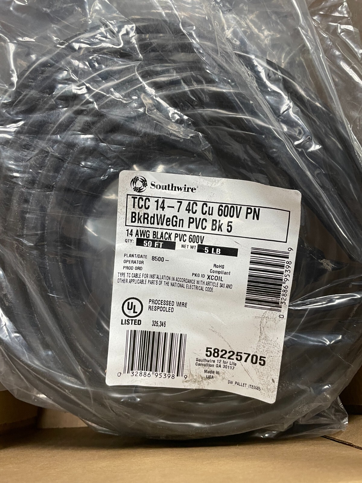 Southwire 600V 50ft Copper Cable - 58225705 Southwire 600V 50ft Copper Cable - 58225705