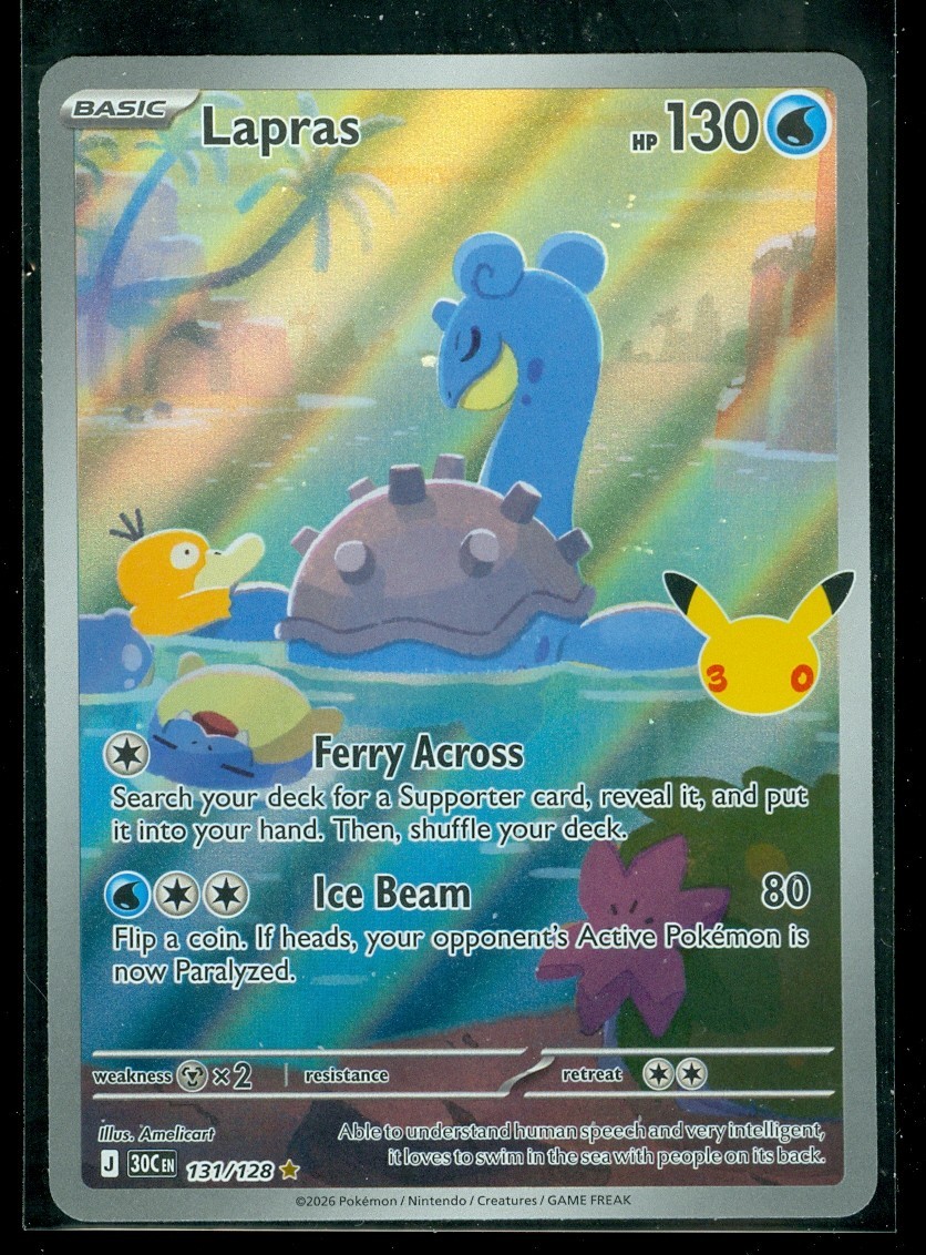 Pokemon LAPRAS 131/128 - 30th Celebration - ILLUSTRATION RARE - MINT