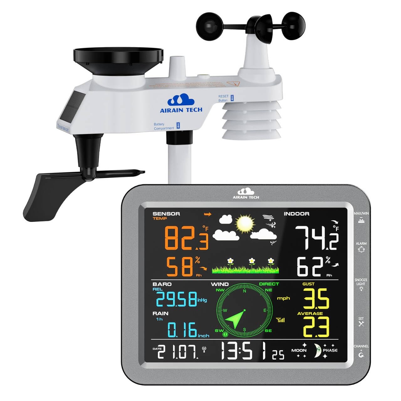 AIRAIN TECH A7G 10-in-1 Wireless Weather Station Rain Wind Sensor AIRAIN TECH A7G 10-in-1 Wireless Weather Station Rain Wind Sensor