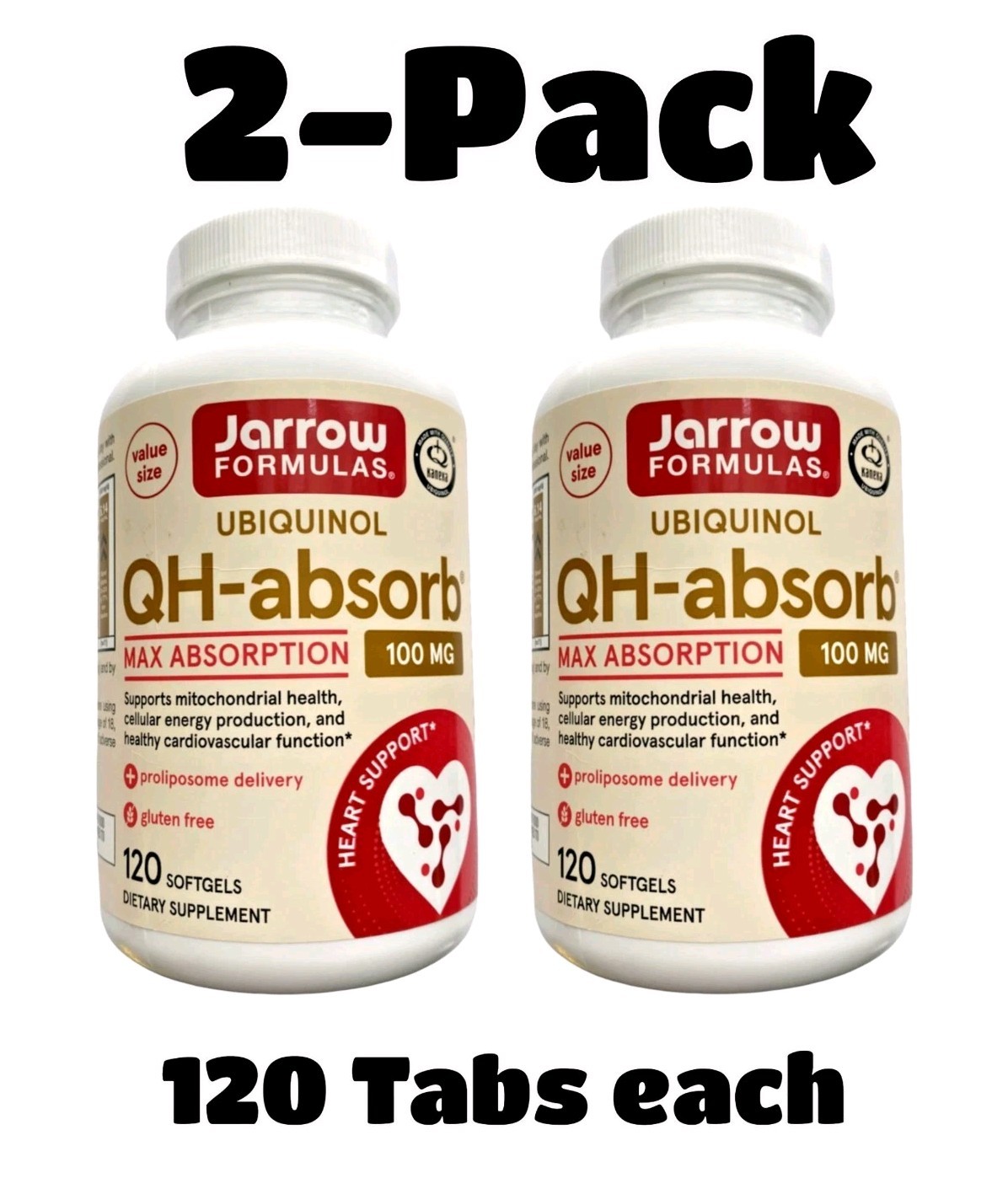 2- Pack Jarrow Formulas Ubiquinol QH-Absorb, 100 MG, 120 SOFTGELS