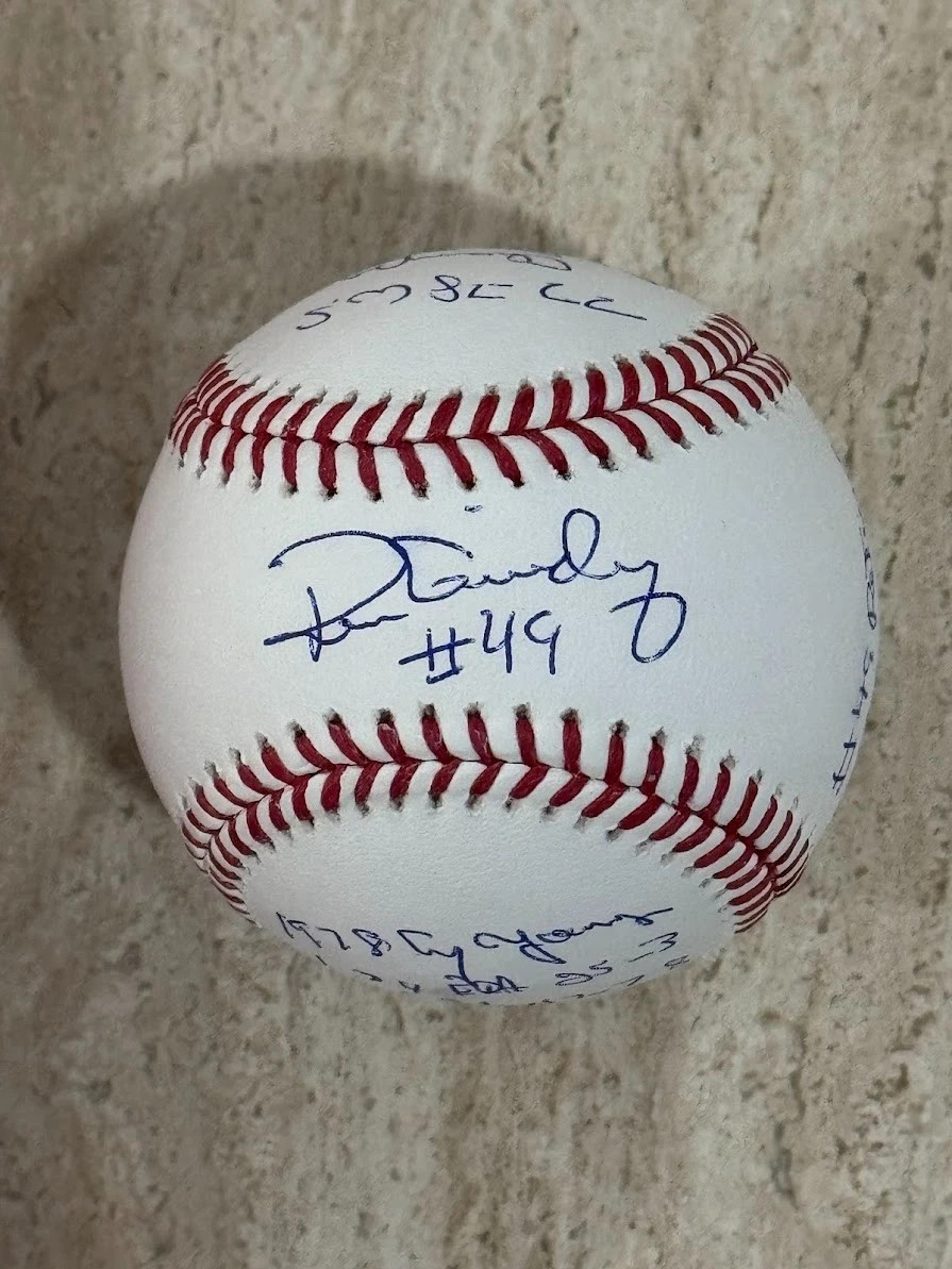 RARE RON GUIDRY CAREER STATS AND DATES Yankees Signed Auto Baseball