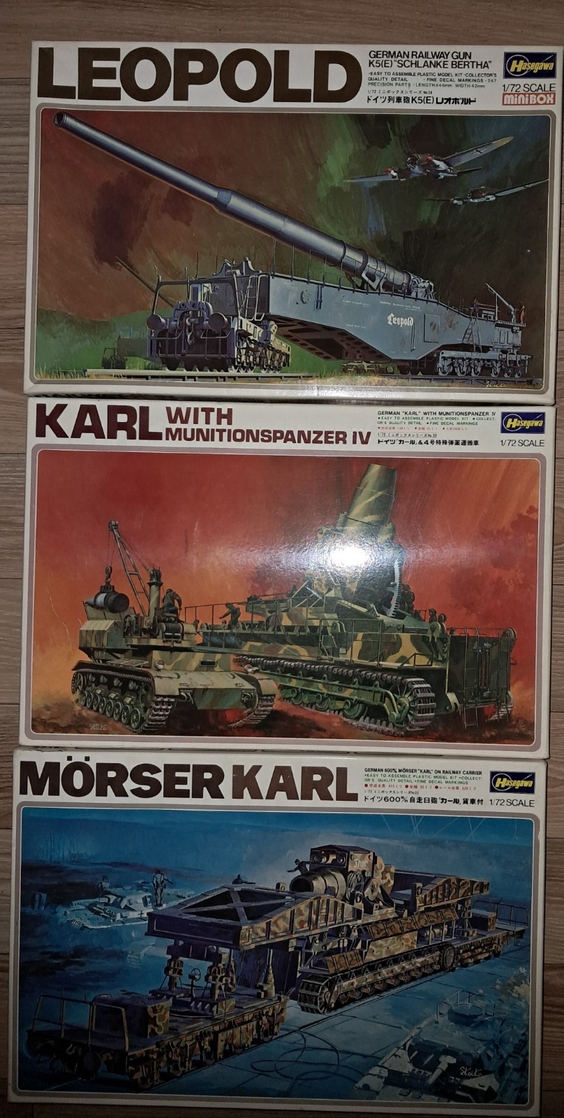 [Vintage 1980~1990] Hasegawa 1/72 Big Gun-MB28,  MB32, MB33-TRIO SET