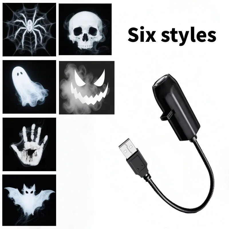  Led Halloween USB Projector Light Night Lamp w/ 6 Patterns Holiday Decor USA